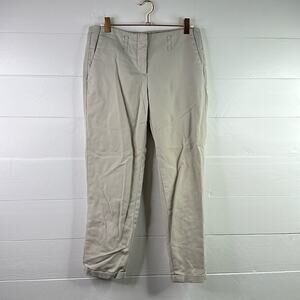 CYNTHIA ROWLEY Tan Khaki Ankle Cropped Straight Leg Dress Pants‎ Size 4
